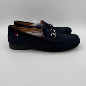 Mens Phat Classic Blue Faux Suede Loafers Silver Horsebit Slip On Shoes